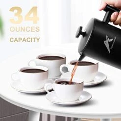 French Press Coffee Maker, 34 Oz, Stainless Steel Double-wall Insulated, With 2 Espresso Cups, Rust-Free, Dishwasher Safe, Black -KitchenAid Shop 41lIuhijE4L