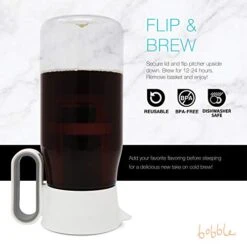 Flip Brew By Zing Anything, Instant Iced Tea Maker, Cold Brew Coffee Maker, Two-in-One Cold Brew Coffee Or Tea Maker, Multi-Purpose Pitcher, Dishwasher Safe, BPA/EA Free Tritan, 48 Oz., White -KitchenAid Shop 41lJxow1oML