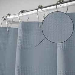Tial Waffle Weave Fabric Shower Curtain, 72"x72", White -KitchenAid Shop 41lNvyo9oSL. AC
