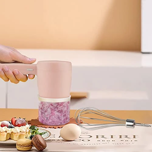 Ew 2 In 1 Mini Electric Whisk,with Garlic Chopper,USB Rechargeable Detachable Handheld Egg Beater, Good Helper In The Kitchen Making Cakes (Pink) 4 Ew 2 In 1 Mini Electric Whisk,with Garlic Chopper,USB Rechargeable Detachable Handheld Egg Beater, Good Helper In The Kitchen Making Cakes (Pink) - Image 2