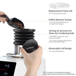 Spresso Coffee Grinder Single Dose Hopper With Silicone Bellow Air Blower Blaster For Blow Out Residual Coffee Grinds For Easily Change Coffee Beans