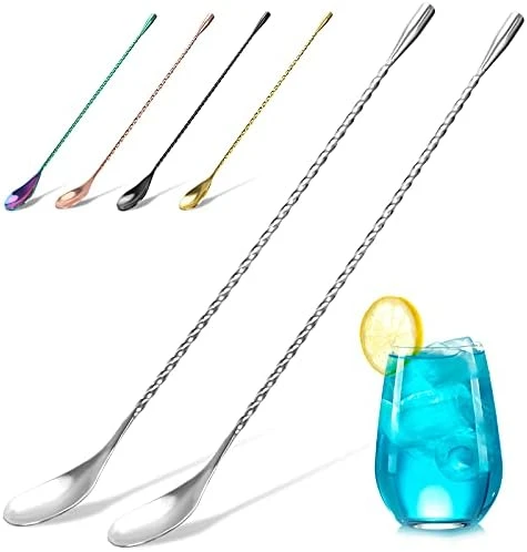 2-Pack 12 Inches Stainless Steel Bartender Mixing Spoon Cocktail Stirrers, Spiral Pattern Bar Spoon Stirring Spoon With Long Handle 13 2-Pack 12 Inches Stainless Steel Bartender Mixing Spoon Cocktail Stirrers, Spiral Pattern Bar Spoon Stirring Spoon With Long Handle - Image 11