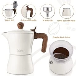 Stovetop Espresso Maker Moka Pot 3 Espresso Cup, Cuban Coffee Maker Stove Top Coffee Maker With Dosing Ring Dispenser, Moka Italian Espresso Coffee Maker(White) 10 Stovetop Espresso Maker Moka Pot 3 Espresso Cup, Cuban Coffee Maker Stove Top Coffee Maker With Dosing Ring Dispenser, Moka Italian Espresso Coffee Maker(White) -KitchenAid Shop 41luvhLf8ZL