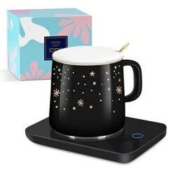 Mug Warmer, Coffee Warmer For Desk With Auto Shut Off, Cup Warmer For Office Home Use, Beverage Warmers With Mug For Coffee, Milk, Tea, Water Temp Control, Christmas/Birthday Gift(Include Cup)