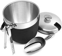 Fortune Candy Insulated Ice Bucket, Double Walled Stainless Steel Ice Bucket With Ice Tongs, Scoop, Lid, And Exclusive Handmade Nylon Holder, 2.8 L (Black) -KitchenAid Shop 41m0gyvxUvL. AC