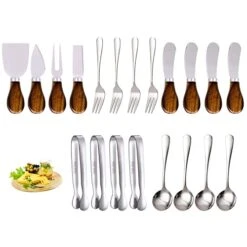 Charcuterie Accessories (20 Pcs), Cheese Spreaders For Charcuterie Board, Mini Serving Spoons, Forks And Mini Serving Tongs - Charcuterie Utensils For Butter, Cheese And Pastry Making