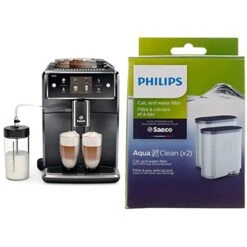 Saeco Xelsis Automatic Espresso Machine, SM7684/04, Titanium Metal & Philips AquaClean Filter 2 Pack, CA6903/22
