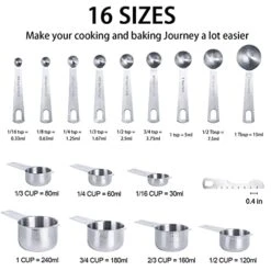 20PCS Measuring Cups And Measuring Spoons Set, Food-Grade Stainless Steel Measure Cup Set For Cooking Baking Measurement, Including 7 Cups, 9 Spoons, Level, Magnetic Chart, Stackable Measuring Set 12 20PCS Measuring Cups And Measuring Spoons Set, Food-Grade Stainless Steel Measure Cup Set For Cooking Baking Measurement, Including 7 Cups, 9 Spoons, Level, Magnetic Chart, Stackable Measuring Set -KitchenAid Shop 41m77eyHBZL