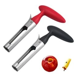 2 Pcs Apple Corer,Durable Apple Corer Remover For Pears, Bell Peppers, Fuji, Honeycrisp, Gala And Pink Lady Apples - Stainless Steel Best Kitchen Gadgets Cupcake Corer (Red)