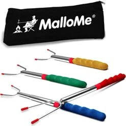 Marshmallow Roasting Sticks 45 Inch 4 Pack Smores Kit - Marshmallows Smores Sticks For Fire Pit Long - Camping Campfire Accessories S'mores Gift Set - Smore Hot Dog Roaster Marshmello Skewers