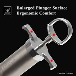 Ofargo 304-Stainless Steel Meat Injector Syringe With 4 Marinade Needles And Travel Case For BBQ Grill Smoker, 2-oz Large Capacity, Both Paper User Manual And E-Book Recipe