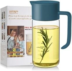 Hoforife Glass Olive Oil And Vinegar Dispenser With Auto Flip Caps For Kitchen Cooking No Drip, 17 Oz Borosilicate Glass Snap Fastener Oil Pourer Bottle Shatterproof, Leakproof (Black) -KitchenAid Shop 41mIAGovFrL. AC