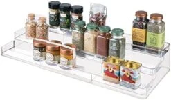 MDesign Plastic Shelf Adjustable & Expandable Spice Rack Organizer With 3 Tiers Of Storage For Kitchen, Cabinet, Pantry Organization - Holds Spice Bottles, Seasonings - Ligne Collection - Clear -KitchenAid Shop 41mIlvNjiL. AC