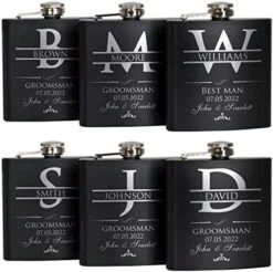 Groomsmen Gifts Set Of 6, Personalized Groomsmen Flask Set W Optional Gift Box - Wedding Favor, Engraved 6oz Stainless Steel Flask, Custom Flask Gift Set, Black #2 17 Groomsmen Gifts Set Of 6, Personalized Groomsmen Flask Set W Optional Gift Box - Wedding Favor, Engraved 6oz Stainless Steel Flask, Custom Flask Gift Set, Black #2 -KitchenAid Shop 41mN9sbKKTL. AC