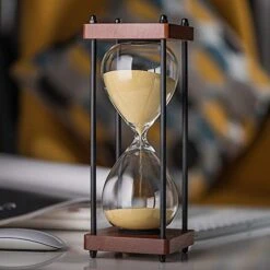Ellaware Large Hourglass Timer, 30 Minutes Wooden Sand Timer, Decorative Sandglass, Yellow -KitchenAid Shop 41mNGryaLtL