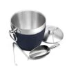 Fortune Candy Insulated Ice Bucket - Double Walled Stainless Steel Ice Bucket With Ice Tongs, Scoop, Lid, And Exclusive Handmade Nylon Holder - 2.8 L (Navy Blue)