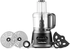 NutriBullet Bullet NBP50100 Food Processor 450-Watts With 7-Cup Capacity And Stainless Steel Slice, Shred, Chop And Dough Attachments, Black -KitchenAid Shop 41mQg8RILUL. AC