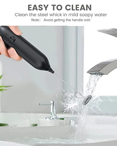 Milk Frother Rechargeable, Homradise Coffee Frother Handheld With Type-C Interface Frother For Coffee Latte Cappuccino Mocha Macchiato Frappe -Black 5 Milk Frother Rechargeable, Homradise Coffee Frother Handheld With Type-C Interface Frother For Coffee Latte Cappuccino Mocha Macchiato Frappe -Black - Image 3