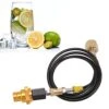 CO2 Adapter Hose Kit, Soda Machine Adapter Hose Kit 1.5m Black Soda Adapter Hose With Gold Quick Adapter CO2 Tank Refill Adapter W21.8 14