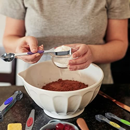 Magnetic Measuring Spoons Set, Stainless Steel Dual Sided Spoons Set Of 8, Stackable Teaspoon Tablespoon (Color, Rectangle) 6 Magnetic Measuring Spoons Set, Stainless Steel Dual Sided Spoons Set Of 8, Stackable Teaspoon Tablespoon (Color, Rectangle) - Image 4