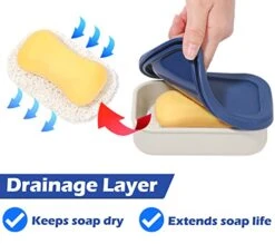 Travel Soap Container, Leak Proof Soap Travel Case With Lid, Shatterproof And Slip Resistant Silicone Soap Holder With Draining Layer, Portable Bar Soap Container For Bathroom, Traveling -KitchenAid Shop 41mdqfwgqkL