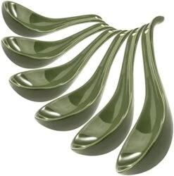 Asian Soup Spoon Set Of 6, 6.75 Inch Ultra-fine Ceramic Chinese Soup Spoons, Black Japanese Soup Spoon For Cereal Stews Ramen Pho Wonton Dumpling Miso, Deep Oval Hook Design, Dishwasher Safe -KitchenAid Shop 41mieFGWuvL. AC