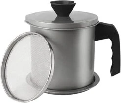 Bacon Grease Container With Fine Mesh Strainer 1.8 L / 60 Oz Refined Iron Kitchen Cooking Oil Can With Lid And A Tray Easy-Grip Handle Suitable For Fat Separator And Storage -KitchenAid Shop 41mj1cdzqQL. AC