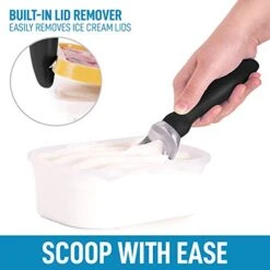 Ice Cream Scoop With Soft Easy Grip Handle - Ice Cream Scooper With Built-in Lid Opener - Heavy Duty Icecream Scoop With Non-Slip Handle For Soft & Hard Ice Cream (Black) 16 Ice Cream Scoop With Soft Easy Grip Handle - Ice Cream Scooper With Built-in Lid Opener - Heavy Duty Icecream Scoop With Non-Slip Handle For Soft & Hard Ice Cream (Black) -KitchenAid Shop 41mtFg9LvOL