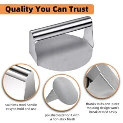 Koicarpe Burger Press - Stainless Steel Burger Smasher Tool - Smooth & Non-Stick Surface - Round Utensil For Grilling Meat Patty, Steak, Hot Dog, Grill Flattener For Steaks, Panini, Sandwich, 5.5x5.5 10 Koicarpe Burger Press - Stainless Steel Burger Smasher Tool - Smooth & Non-Stick Surface - Round Utensil For Grilling Meat Patty, Steak, Hot Dog, Grill Flattener For Steaks, Panini, Sandwich, 5.5x5.5 -KitchenAid Shop 41n30Rj6OCL