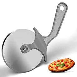 Professional Pizza Cutter Wheel Stainless Steel - Handheld Pizza Cutter Wheel, Kitchen Pizza Tools, Pizza Slicer Wheel - Home & Commercial Kitchen Use, Durable & Dishwasher Safe