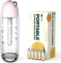 Sparkling Water Maker -Portable Soda Maker Machine For Home, 450ml Compact Size With 20 Mini Cylinders Included, Seltzer Water Maker No Electricity, Double Layer PET Bottle, BPA Free, Double Pressure Relief Valves, Silver -KitchenAid Shop 41nC6c2XxJL. AC