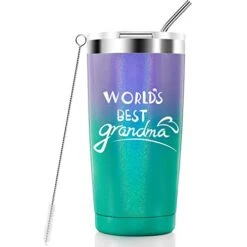World's Best Grandma, Gifts For Grandma,Mothers Day Gifts For Grandma,Birthday,Grandparents Day,Christmas Gifts For Grandma,20 Ounce Stainless Steel Tumbler With Lid