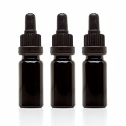 Infinity Jars 10 Ml (.34 Fl Oz) Black Ultraviolet Glass Bottle W/Glass Eye Dropper 3-Pack