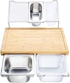 Extensible Bamboo Cutting Board Set With 4 Containers For Kitchen With Juice Groove, Eco-friendly Chopping And Serving Board For Meats Bread Fruits - M 15.7" X 10.2" -KitchenAid Shop 41njZkN9cdL. AC