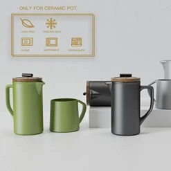 Ceramic French Press Coffee Maker, 22 Ounce French Press Coffee With Walnut Wood Lid, Premium Triple Filters Food Grade Stainless Steel For Good Coffee And Tea, Black -KitchenAid Shop 41nopZPsO1L