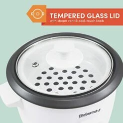 RC-006NST Maxi-Matic Electric Rice Cooker With Non-Stick Inner Pot Makes Soups, Stews, Grains, Cereals, Keep Warm Feature, 6 Cups Cooked (3 Cups Uncooked), White -KitchenAid Shop 41nuIm0avEL