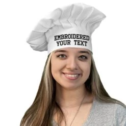 Chef Hat With Personalized Embroidered Name - Text - Adult Adjustable Velcro On The Back Baker Kitchen Cooking Chef Cap