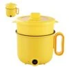 Electric Hot Pot Coated Anti Scald Handle Clear Lid Rapid Noodles Cooker 1.5L Mini Pot For Steak, Egg, Fried Rice, Ramen, Oatmeal, Soup (Yellow Double Layer)