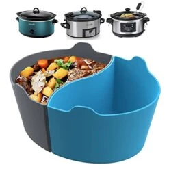 Slow Cooker Liners Fit For Crock-Pot & Hamilton Beach 6-8 Quart Oval Slow Cooker, Silicone Slow Cooker Divider Liners, Reusable & Leakproof, Dishwasher Safe, Easy Cleanup