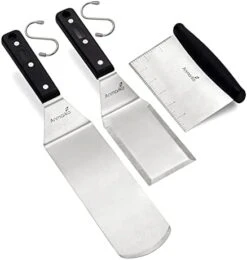 Professional Metal Spatula Set - Stainless Steel Spatula And Griddle Scraper - Heavy Spatula Griddle Accessories Great For Cast Iron Griddle BBQ Flat Top Grill - Commercial Grade -KitchenAid Shop 41oY0KbcxL. AC