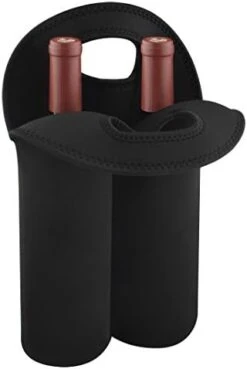 Linkidea Wine Travel Carrier & Cooler Bag, 2-Bottle Wine Carrying Tote Picnic Cooler, Two Bottle Water Drinks Beer Insulated Neoprene Hand Bag For Travel With Secure Carry Handle (Black) -KitchenAid Shop 41oZ4990IL. AC