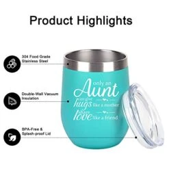 Auntie Christmas Birthday Gifts Wine Tumbler, Funny Birthday Mother's Day Gifts For Aunts From Nephew Niece, 12 Oz Auntie Sippy Cup Insulated Stainless Steel Wine Tumbler With Lid, Mint -KitchenAid Shop 41oZgz8l68L