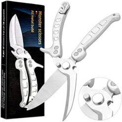 Multi-purpose Kitchen Shears Scissors, Heavy Duty Stainless Steel Scissors With Strong Straight Edge Snips (Silver) -KitchenAid Shop 41ohJVYP9EL. AC