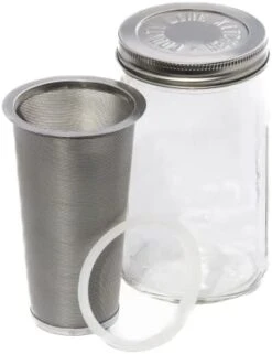- Cold Brew Mason Jar Coffee Maker, Durable Glass, Heavy Duty Stainless Steel Filter And Lid - 2 Quart, (64 Oz / 1.9 Liter) -KitchenAid Shop 41olwD1j UL. AC