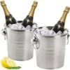2 Pack 3 Quart Ice Bucket With Handles, Ice Bucket With Lid, Galvanized Metal Beverage Tub With Scoop And Handles, Drink And Wine Chiller For Bar, Party, BBQ, Great For Indoor And Outdoor Use