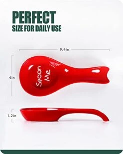 Ceramic Spoon Rest For Stove Top - Large Spoon Holder For Kitchen Counter Top, Heat-Resistant Cooking Utensil Rest, Cute Coffee Spoon Rest, Modern Farmhouse Kitchen Decor, Red -KitchenAid Shop 41oq1NhaihL