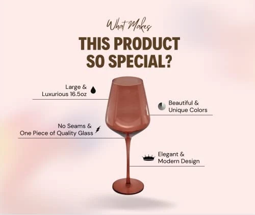 Colored Wine Glasses, 16.5oz (Set Of 6) Stemmed Multi-Color Glass - Great For All Wine Types And Occasions - Luxury, Durable, Hand-Blown 4 Colored Wine Glasses, 16.5oz (Set Of 6) Stemmed Multi-Color Glass - Great For All Wine Types And Occasions - Luxury, Durable, Hand-Blown - Image 2