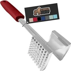 Gorilla Grip Heavy Duty Meat Tenderizer, Oversized Kitchen Mallet, Soft Grip Handle, Tool Maximizes Food Flavor, Spiked Side Tenderizes, Flat Smooth Flattens Steak, Pound Beef, Commercial Grade, Black -KitchenAid Shop 41otUsCKEpL. AC