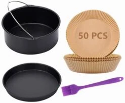 Ir Fryer Accessories, Includes 7 Inch Cake Barrel, Pizza Pan And 50Pcs Non-stick Disposable Air Fryer Liners Baking Paper, Silicone Basting Pastry Brush As Bonus (Purple) -KitchenAid Shop 41p535ss uL. AC
