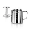 28829 Commercial Grade Stainless Steel 18/8 12 Oz Frothing Pitcher And Die Cast Aluminum Tamper Combo Set, Silver
